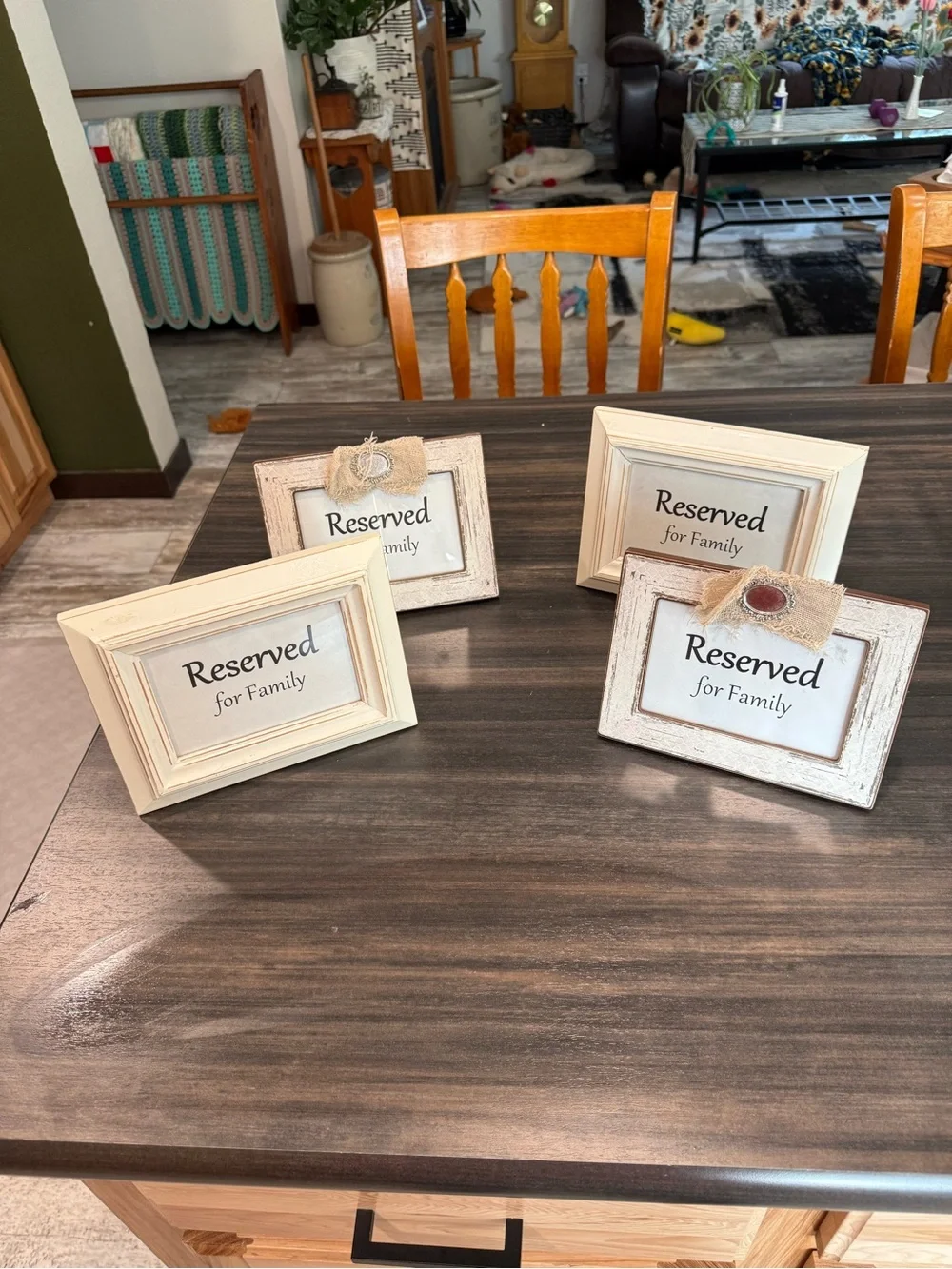 Reserved for Family Rustic Cream Table Frame Set